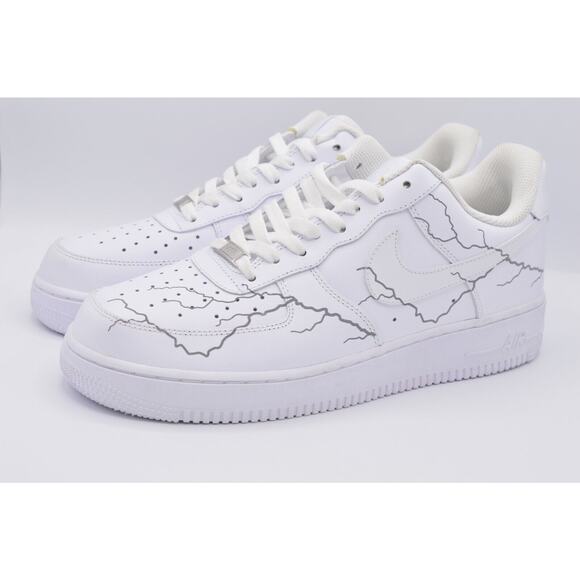 Nike Air Force 1 AF1 NEW Design White Reflective Lightning Custom Shoes 10.5 - Picture 6 of 11